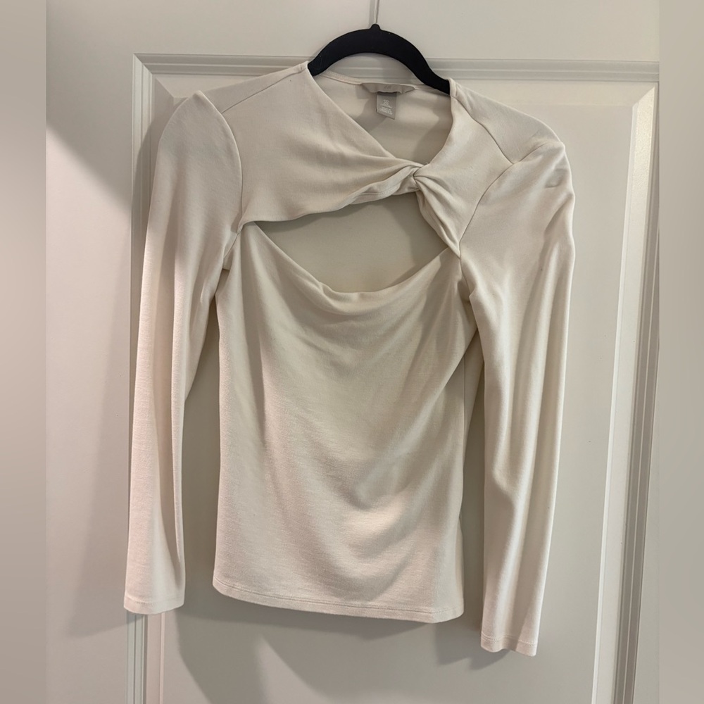 H&M Cream Knot detail long sleeve top